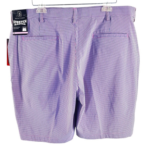 PGA TOUR Stretch/Elastica Golf Shorts in Size 40 Blue & Pink Square Pattern NWT - Picture 2 of 13